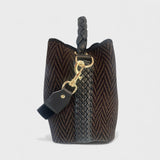 Vittoria - Handmade Italian Fabric Chevron Print Handbag with Braided Handle and Velvet Shoulder Strap