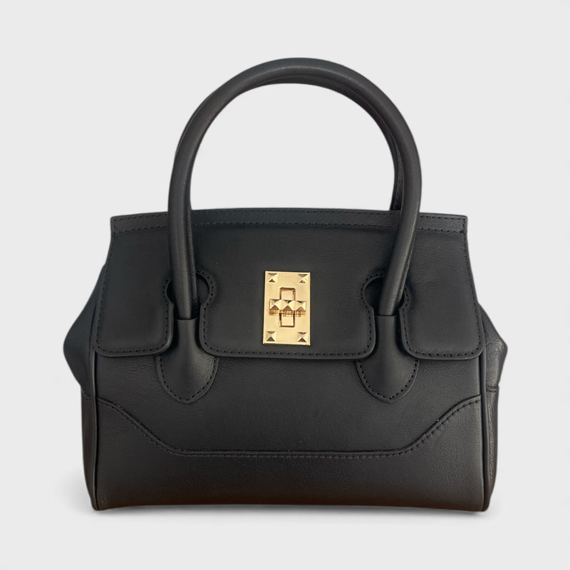 Milano Medium - Italian Leather Handle Bag with Woven Crossbody Strap