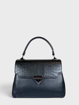 Beldaccini - Italian Leather Croc-Embossed Multi-Compartment Handle Bag