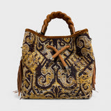 Vittoria - Handmade Italian Fabric Native American Tapestry Shoulder Bag with Fringe