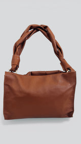 Livia - Italian Leather Large Shoulder Bag with Braided Shoulder Strap