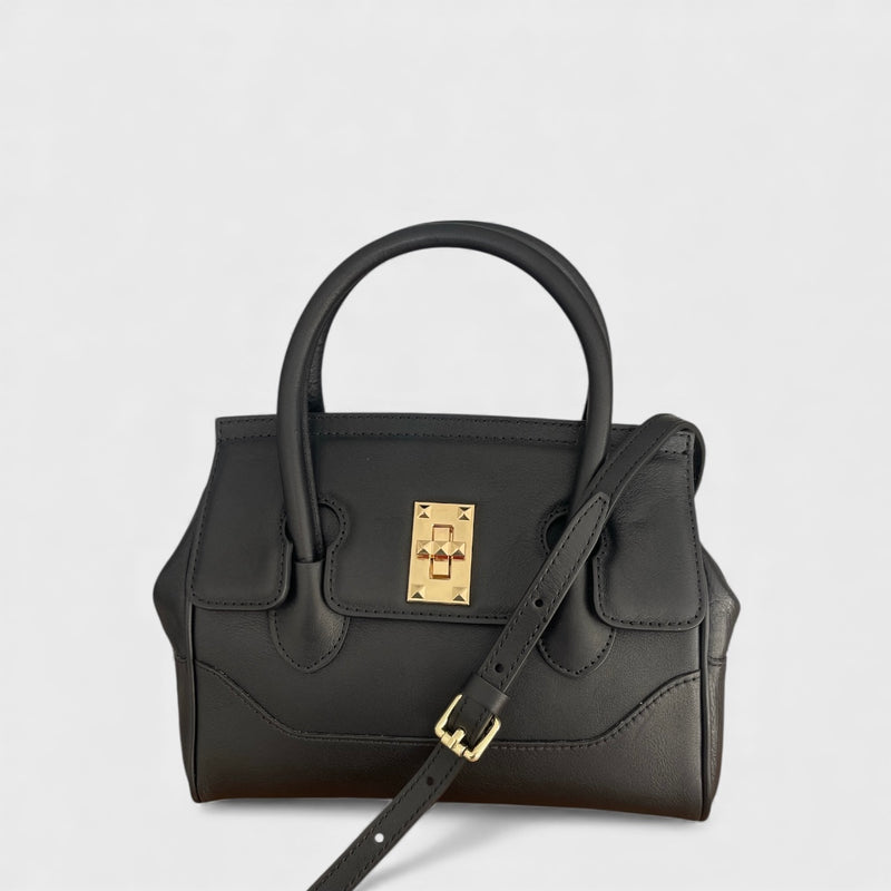 Milano Medium - Italian Leather Handle Bag with Woven Crossbody Strap