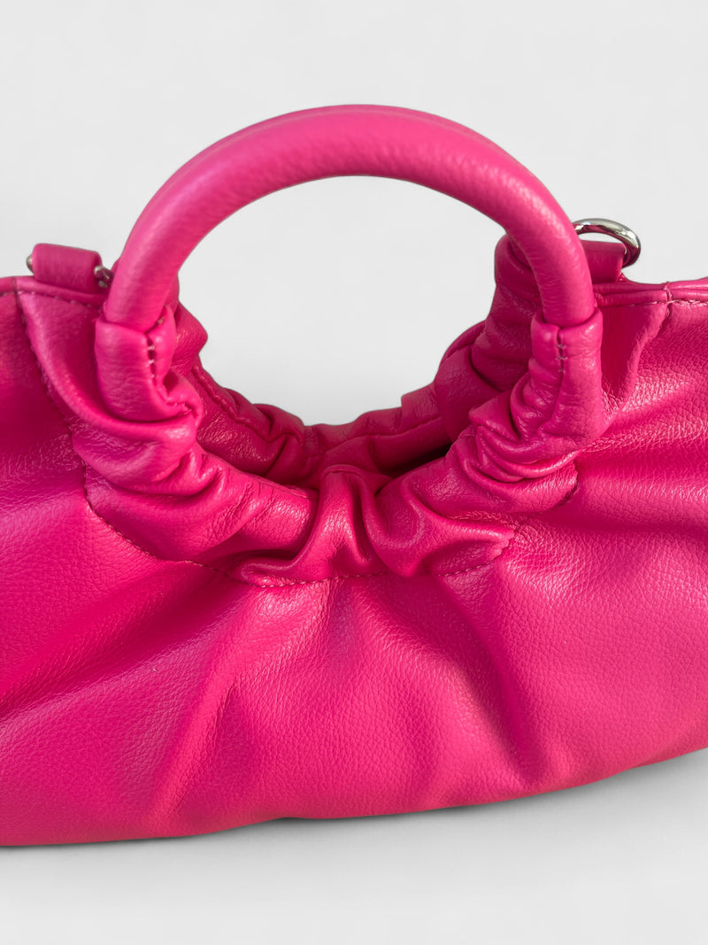 Desiraye - Faux Leather Double Hoop Top Handle Bag