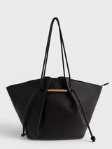 Élodie - Pebbled Winged Tote Bag with Drawstring Sides in Alt-Leather