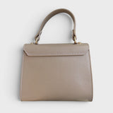 Meelana - Italian Leather Classic Satchel Handle Bag with Kelly Inspired Gold Twist Lock