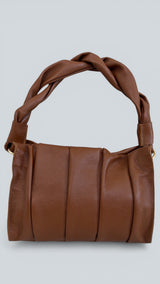 Livia - Italian Leather Large Shoulder Bag with Braided Shoulder Strap