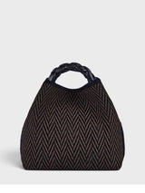 Vittoria - Handmade Italian Fabric Chevron Print Handbag with Braided Handle and Velvet Shoulder Strap