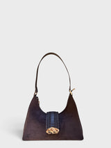 Celeste - Suede-Look Shoulder Bag with Woven Detail in Alt-Leather