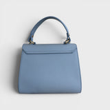 Meelana - Italian Leather Classic Satchel Handle Bag with Kelly Inspired Gold Twist Lock