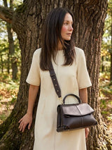 Charlotte- Italian Leather Structured Architectural Silhouette Top-Handle Bag