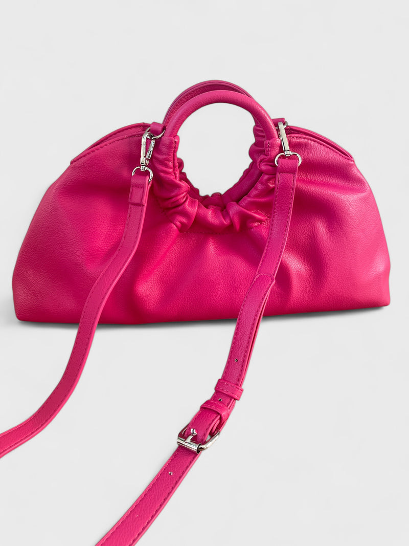 Desiraye - Faux Leather Double Hoop Top Handle Bag
