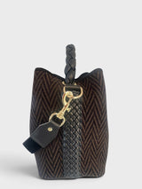 Vittoria - Handmade Italian Fabric Chevron Print Handbag with Braided Handle and Velvet Shoulder Strap