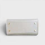 Meelana - Italian Leather Classic Satchel Handle Bag with Kelly Inspired Gold Twist Lock