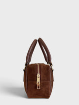 Sabrina - Italian Suede Structured Bowling Satchel Handbag