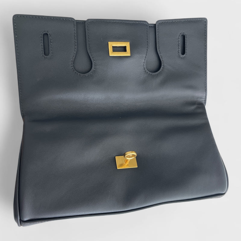 Bellina - Italian Leather Convertible Clutch Bag with Twist Lock