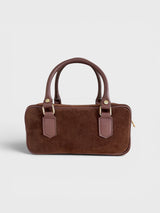 Sabrina - Italian Suede Structured Bowling Satchel Handbag