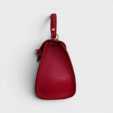 Meelana - Italian Leather Classic Satchel Handle Bag with Kelly Inspired Gold Twist Lock