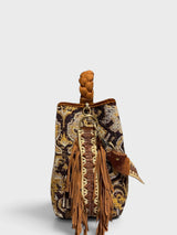 Vittoria - Handmade Italian Fabric Native American Tapestry Shoulder Bag with Fringe