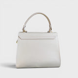 Meelana - Italian Leather Classic Satchel Handle Bag with Kelly Inspired Gold Twist Lock