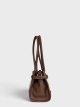 Leandra - Italian Leather & Canvas East West Satchel Shoulder Bag
