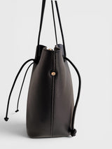 Élodie - Pebbled Winged Tote Bag with Drawstring Sides in Alt-Leather