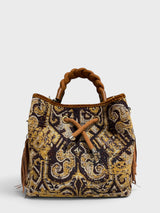 Vittoria - Handmade Italian Fabric Native American Tapestry Shoulder Bag with Fringe