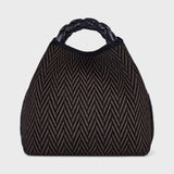 Vittoria - Handmade Italian Fabric Chevron Print Handbag with Braided Handle and Velvet Shoulder Strap