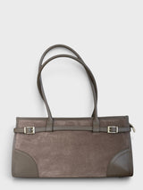 Toscana -Italian Suede & Leather East West Satchel Shoulder Bag