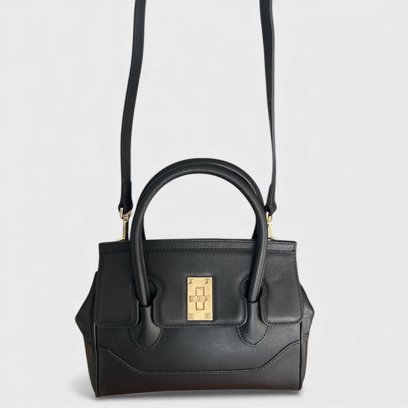 Milano Medium - Italian Leather Handle Bag with Woven Crossbody Strap