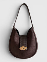 Celeste - Suede-Look Structured Hobo Bag with Woven Detail in Premium Alt-Leather