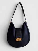 Celeste - Suede-Look Structured Hobo Bag with Woven Detail in Premium Alt-Leather