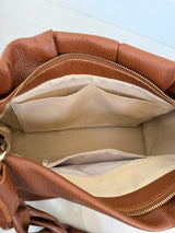 Livia - Italian Leather Large Shoulder Bag with Braided Shoulder Strap