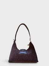 Celeste - Suede-Look Shoulder Bag with Woven Detail in Alt-Leather