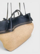 Natalia - Italian Leather & Raffia Market Tote