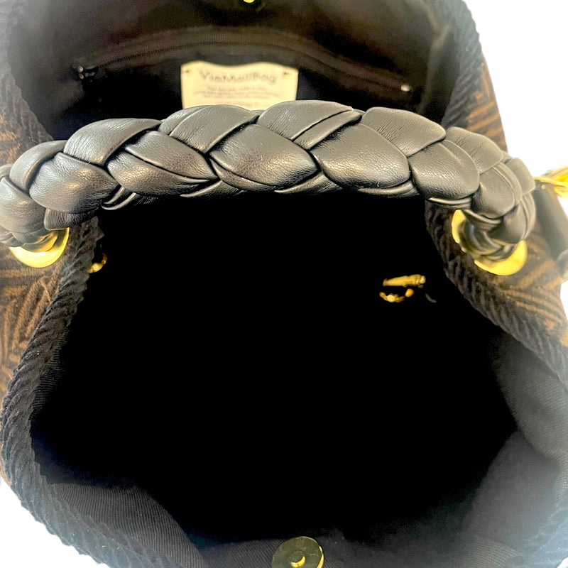 Vittoria - Handmade Italian Fabric Chevron Print Handbag with Braided Handle and Velvet Shoulder Strap