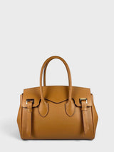 Audrey - Italian Leather Classic Brown Structured Satchel Bag