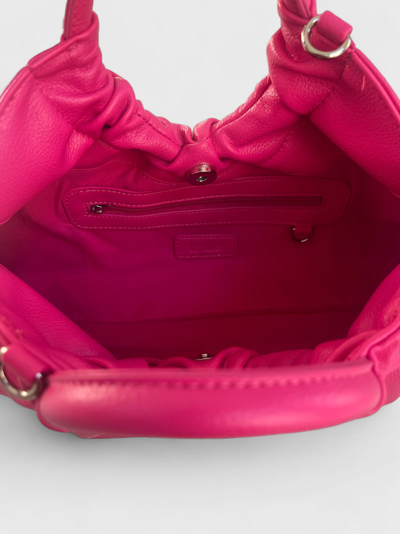 Desiraye - Faux Leather Double Hoop Top Handle Bag