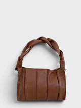Livia - Italian Leather Large Shoulder Bag with Braided Shoulder Strap