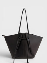 Élodie - Pebbled Winged Tote Bag with Drawstring Sides in Alt-Leather