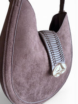 Celeste - Suede-Look Structured Hobo Bag with Woven Detail in Premium Alt-Leather