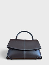 Charlotte- Italian Leather Structured Architectural Silhouette Top-Handle Bag