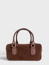 Sabrina - Italian Suede Structured Bowling Satchel Handbag