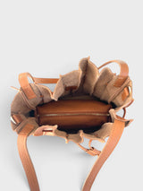 Cammello - Italian Leather Pleated Roomy Bucket Bag with Included Pochette