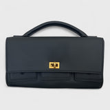Bellina - Italian Leather Convertible Clutch Bag with Twist Lock