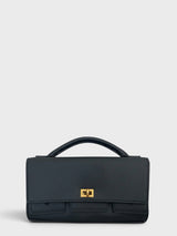 Bellina - Italian Leather Convertible Clutch Bag with Twist Lock