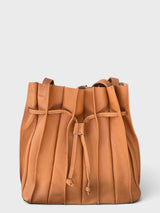 Cammello - Italian Leather Pleated Roomy Bucket Bag with Included Pochette