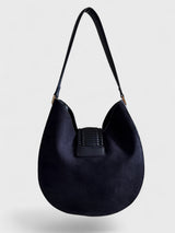 Celeste - Suede-Look Structured Hobo Bag with Woven Detail in Premium Alt-Leather