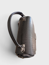 Beldaccini - Italian Leather Croc-Embossed Multi-Compartment Handle Bag