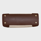 Leandra - Italian Leather & Canvas East West Satchel Shoulder Bag