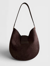 Celeste - Suede-Look Structured Hobo Bag with Woven Detail in Premium Alt-Leather